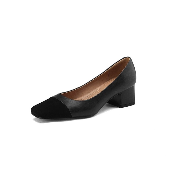 Elegant Commuting Patchwork Block Heel Pumps suppliers